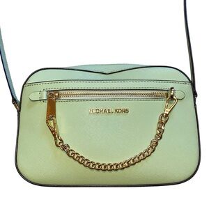 Michael Kors Jet Set Large Saffiano Leather Crossbody Bag in Sage